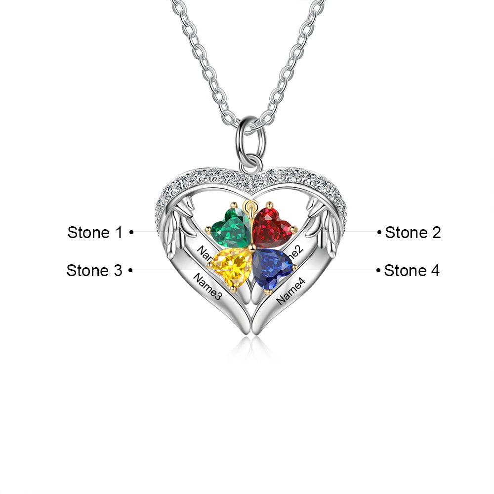 Wings of Love Personalized Birthstone Necklace