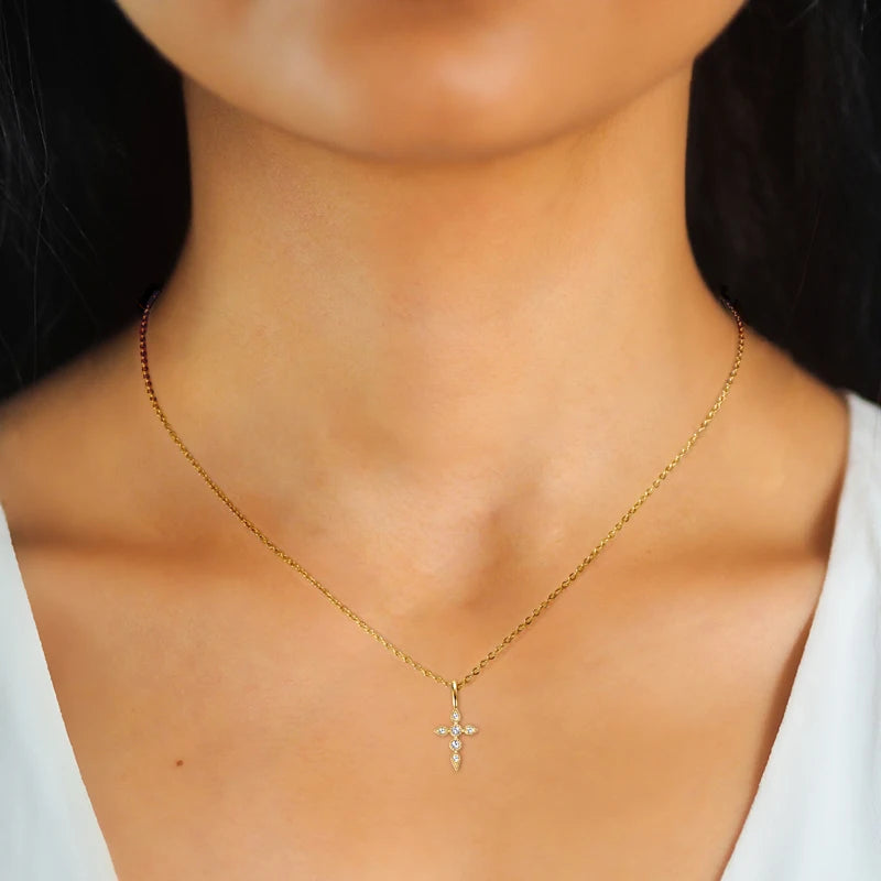 Moissanite Cross Pendant Necklace – Sacred Elegance
