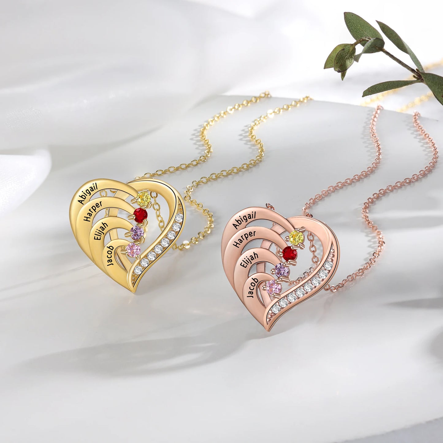 Mother’s Heart Personalized Birthstone Necklace – Cherished Memories