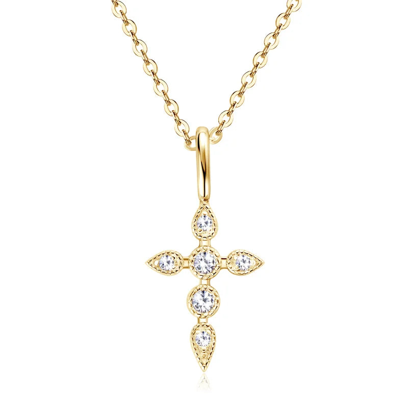 Moissanite Cross Pendant Necklace – Sacred Elegance