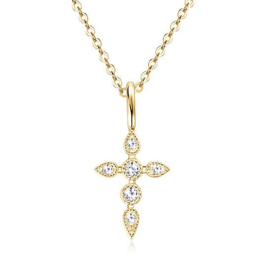 Moissanite Cross Pendant Necklace – Sacred Elegance