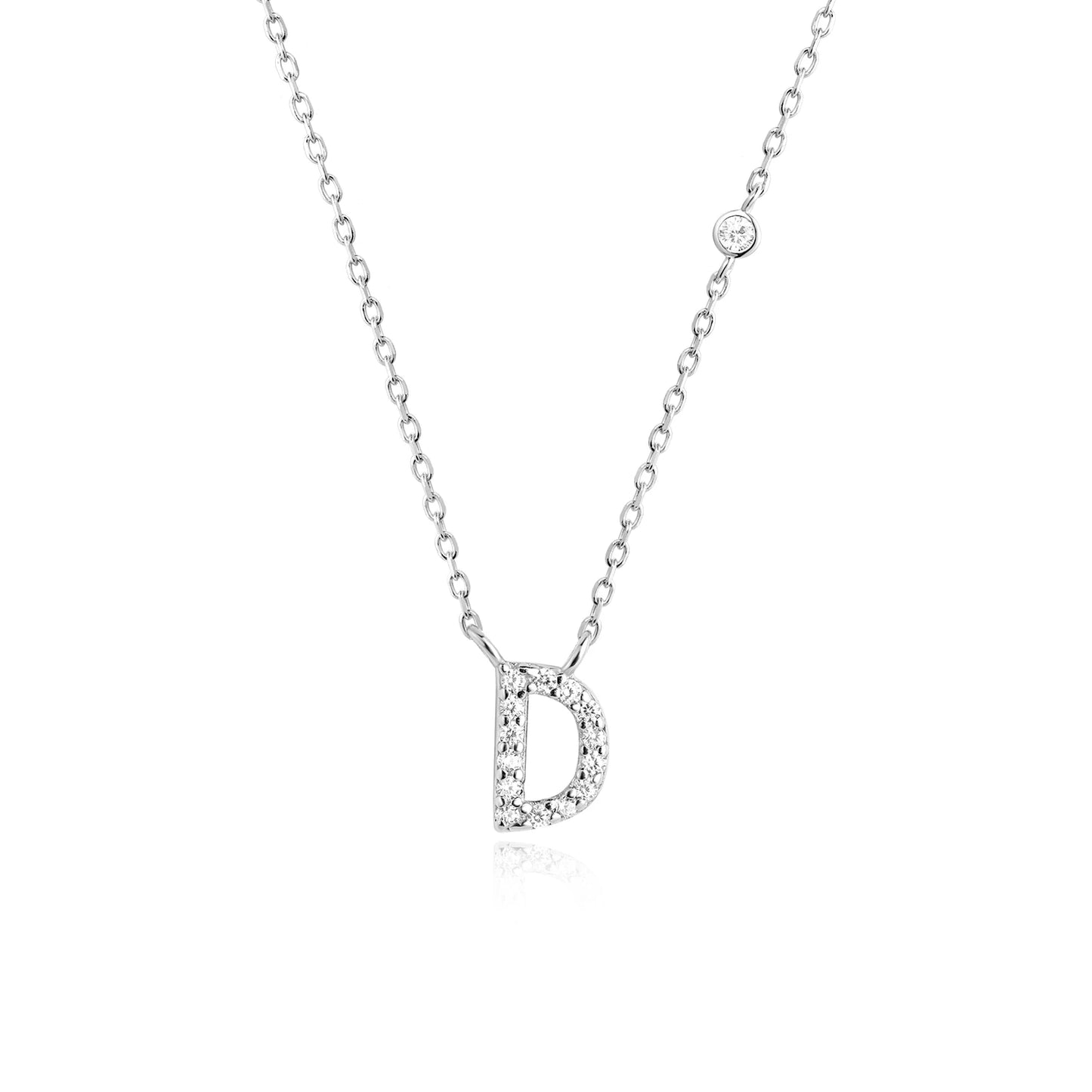 Initial Zircon Pendant Necklace – Personalized Elegance