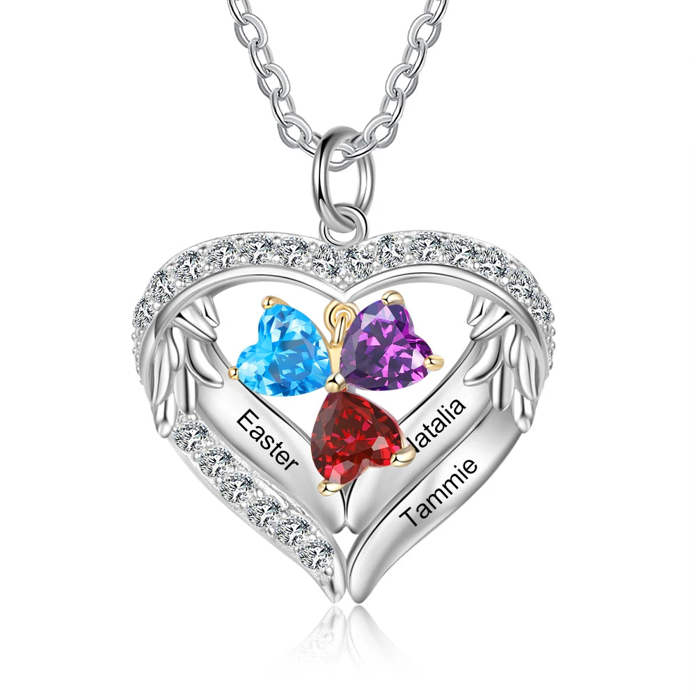 Wings of Love Personalized Birthstone Necklace