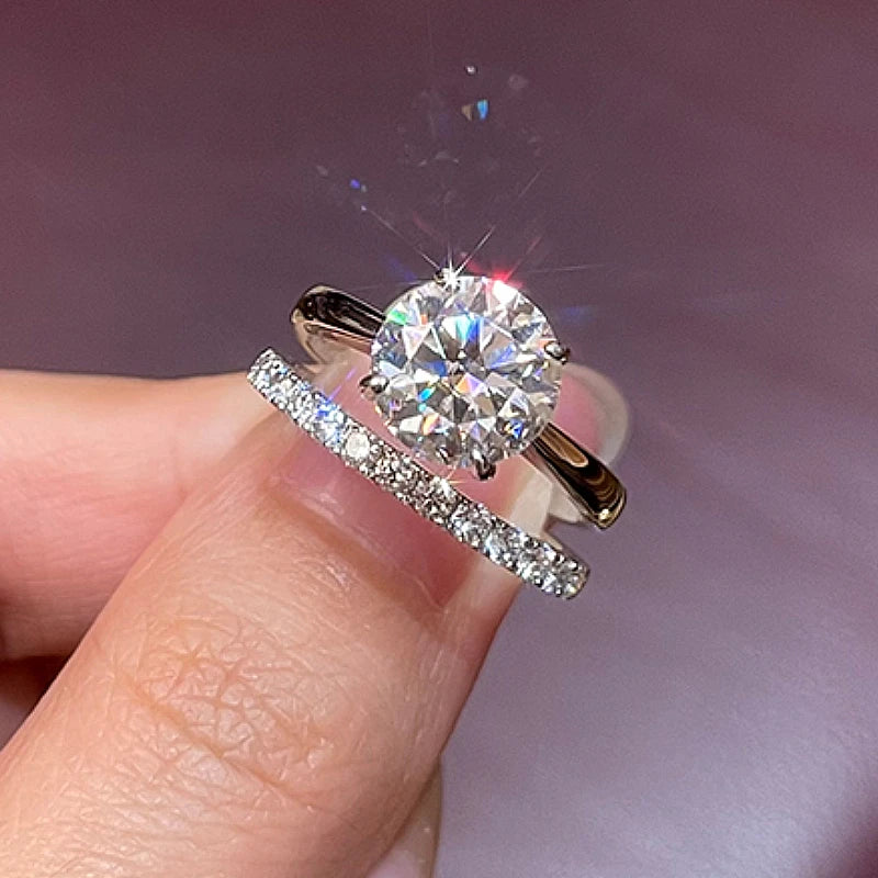 Moissanite Bridal Set Ring – Timeless Commitment