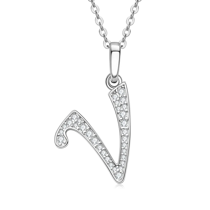 Sparkling Moissanite Initial Pendant Necklace