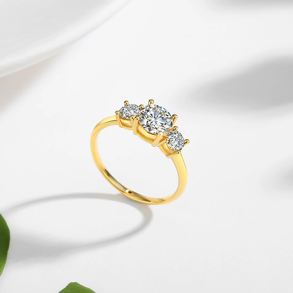 Three Stone Moissanite Engagement Ring – Luxurious Promise
