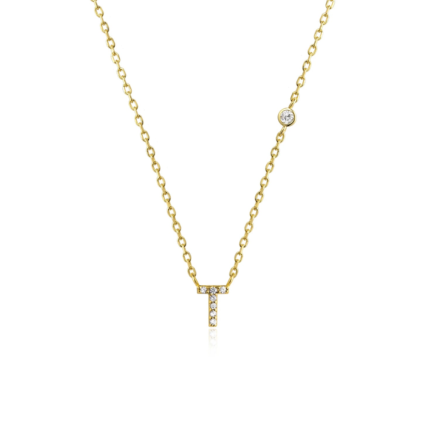 Initial Zircon Pendant Necklace – Personalized Elegance
