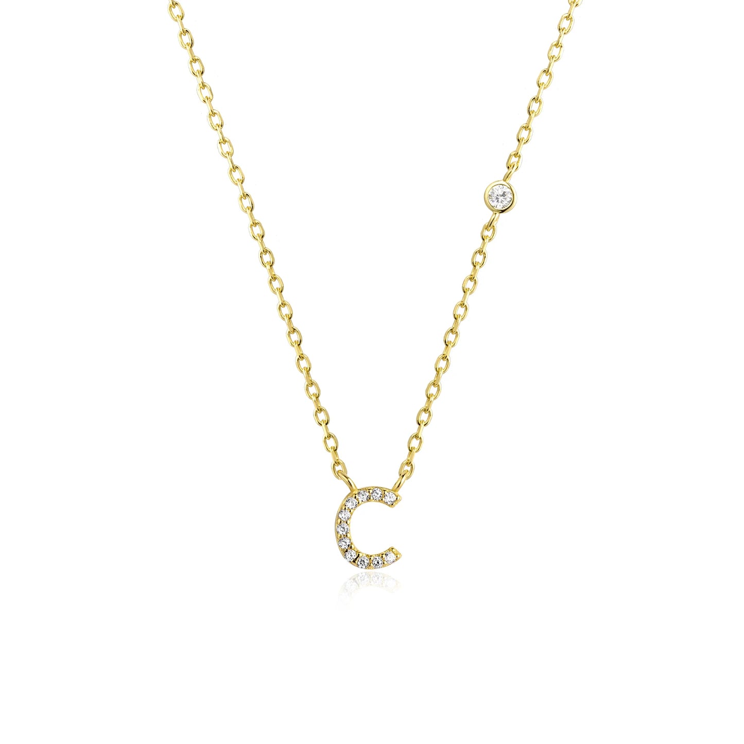 Initial Zircon Pendant Necklace – Personalized Elegance