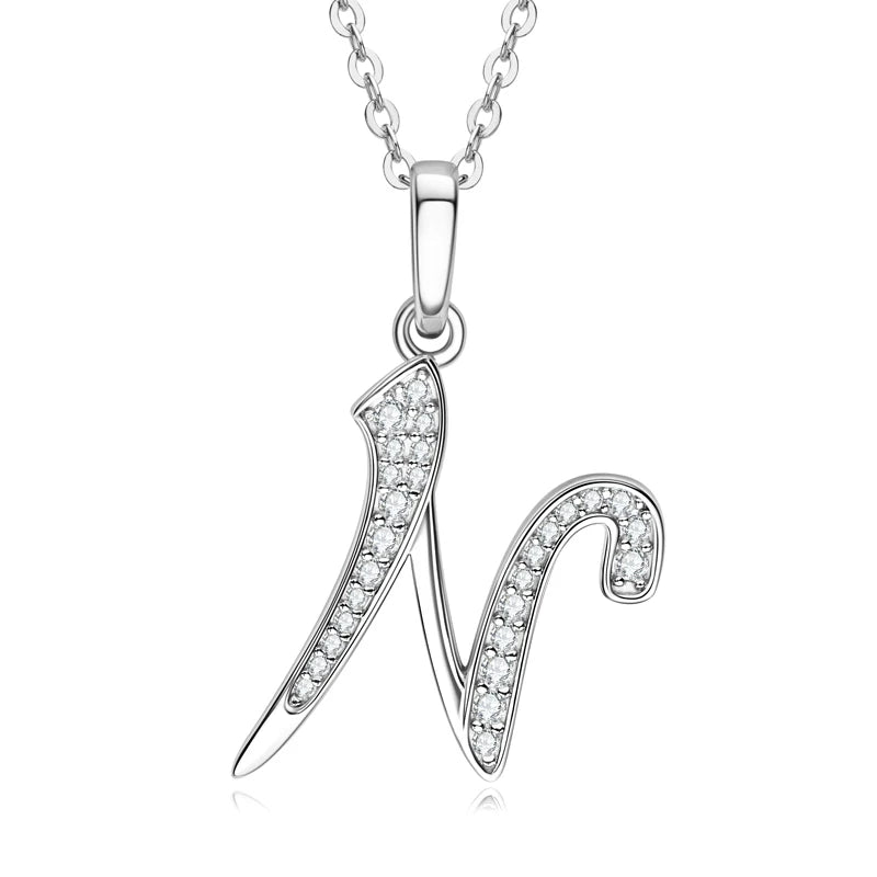 Sparkling Moissanite Initial Pendant Necklace