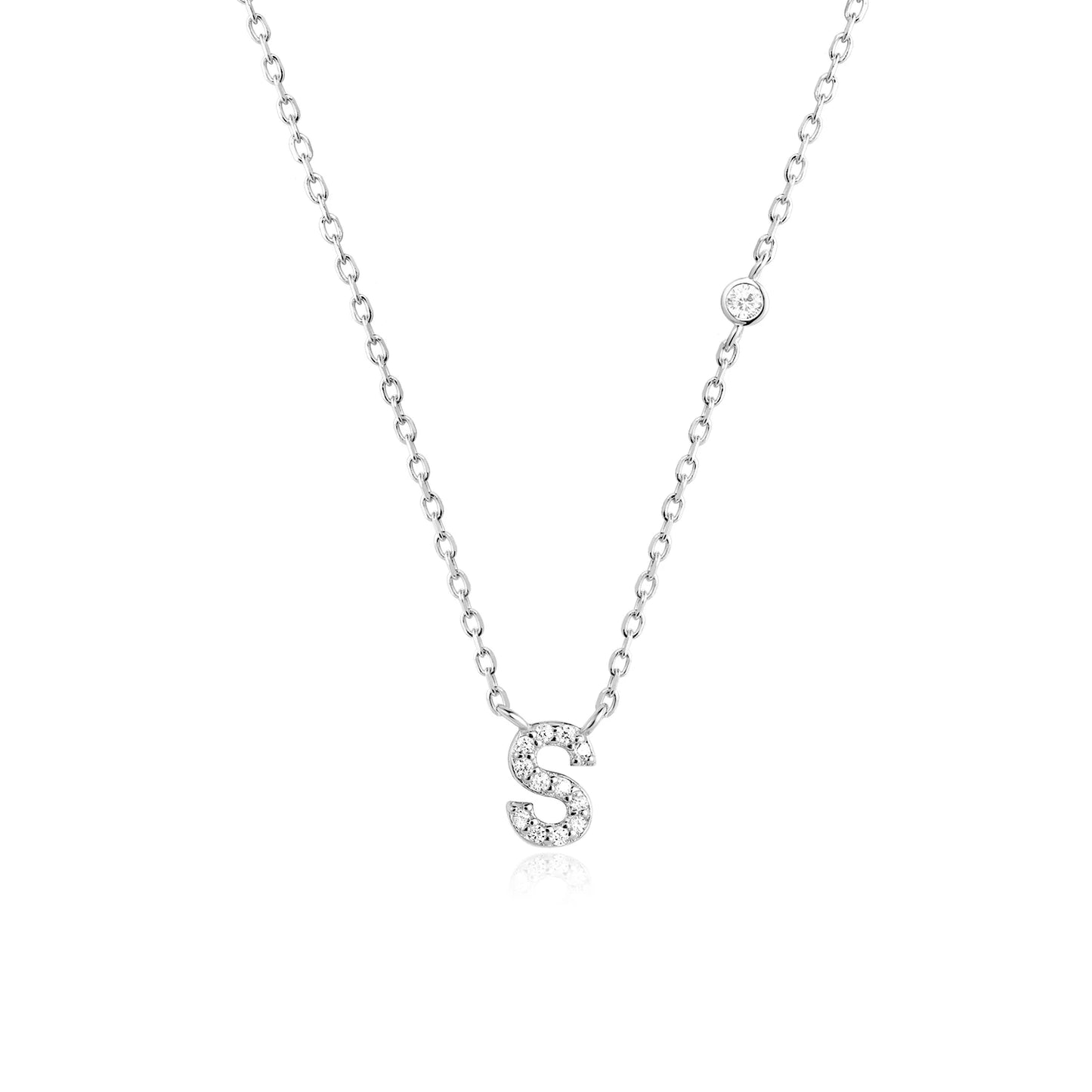 Initial Zircon Pendant Necklace – Personalized Elegance