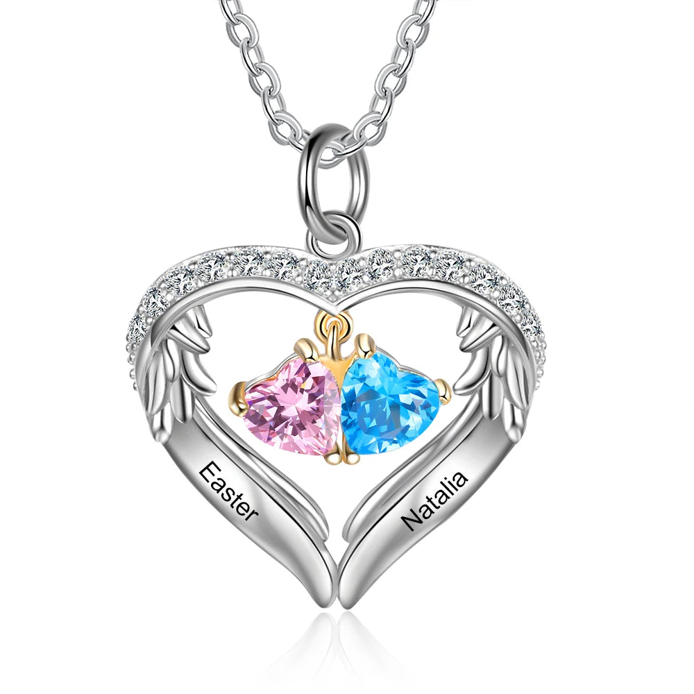 Wings of Love Personalized Birthstone Necklace