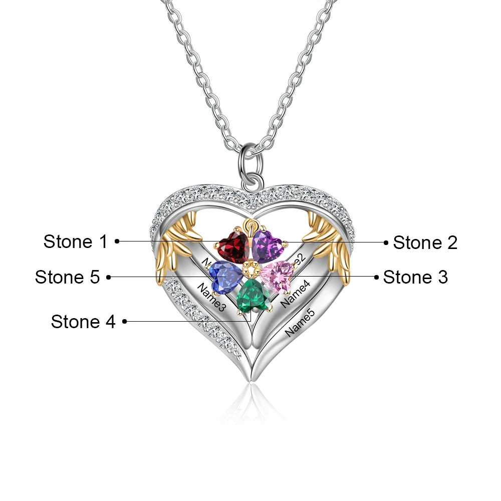 Wings of Love Personalized Birthstone Necklace