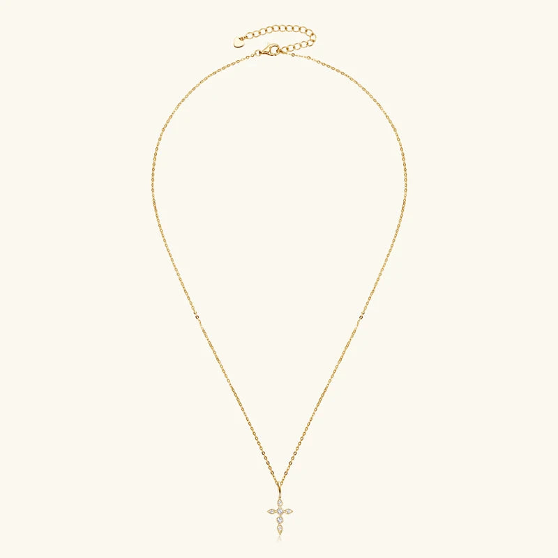 Moissanite Cross Pendant Necklace – Sacred Elegance
