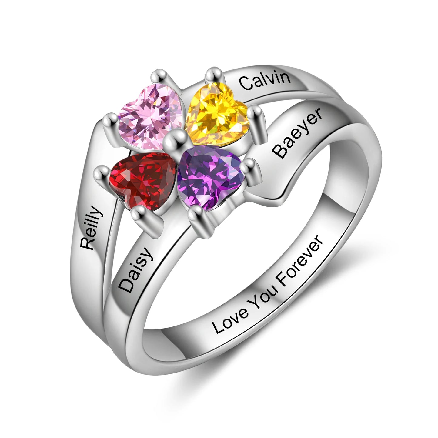 Timeless Hearts Personalized Birthstone Ring