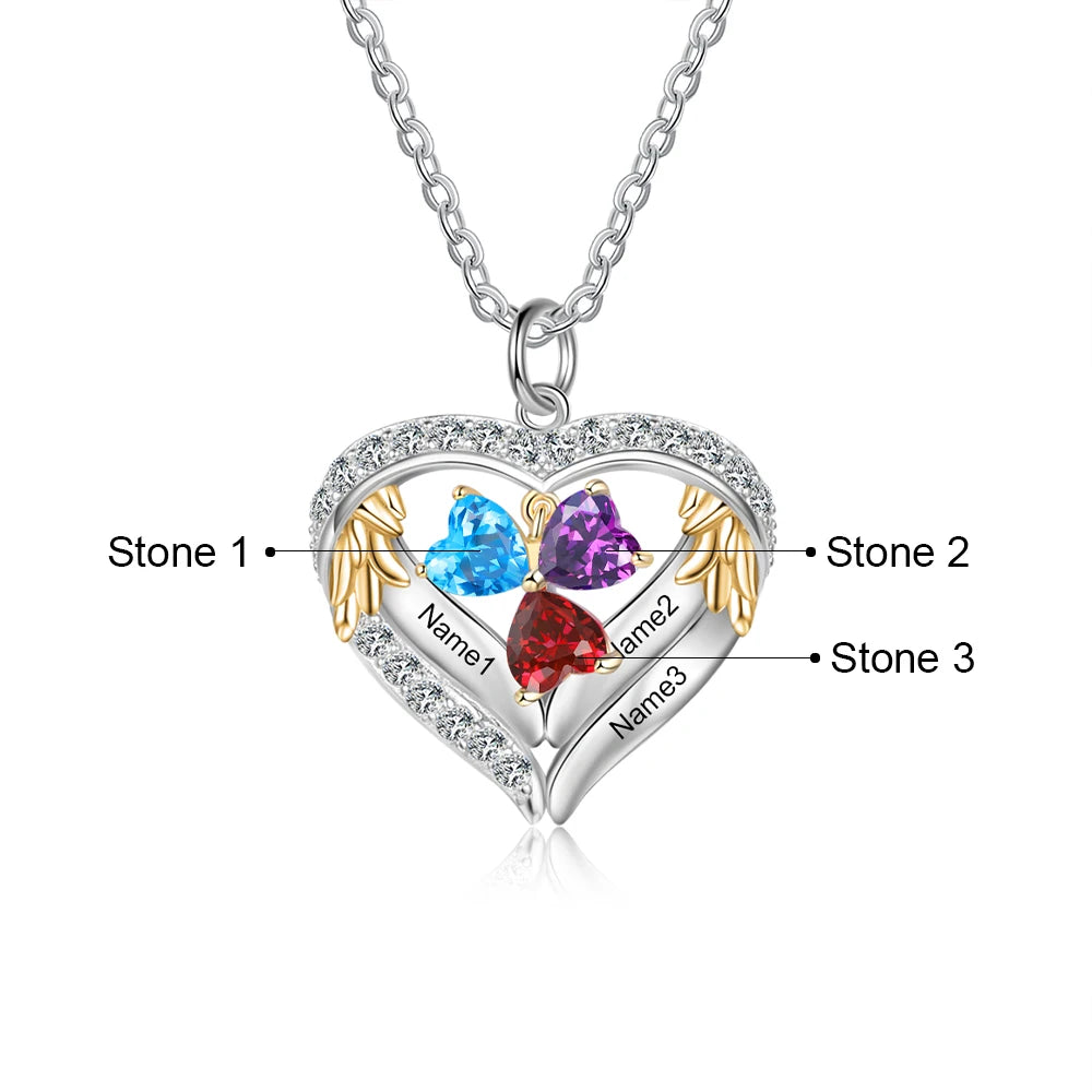 Wings of Love Personalized Birthstone Necklace