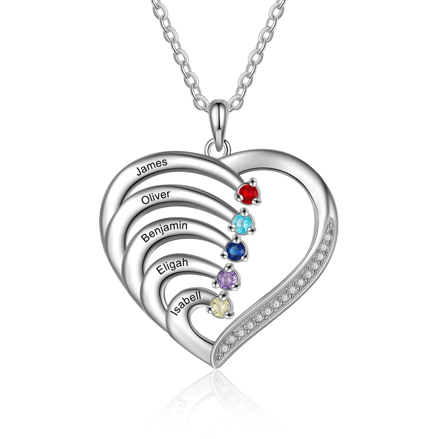 Mother’s Heart Personalized Birthstone Necklace – Cherished Memories