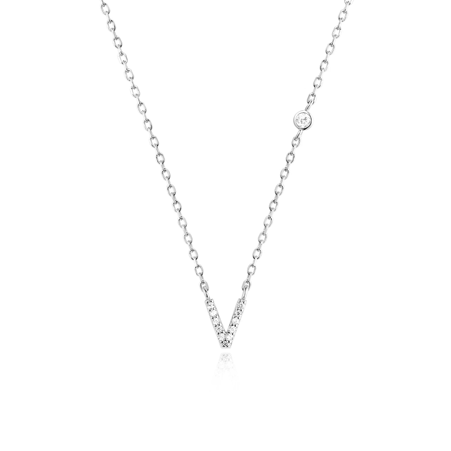 Initial Zircon Pendant Necklace – Personalized Elegance