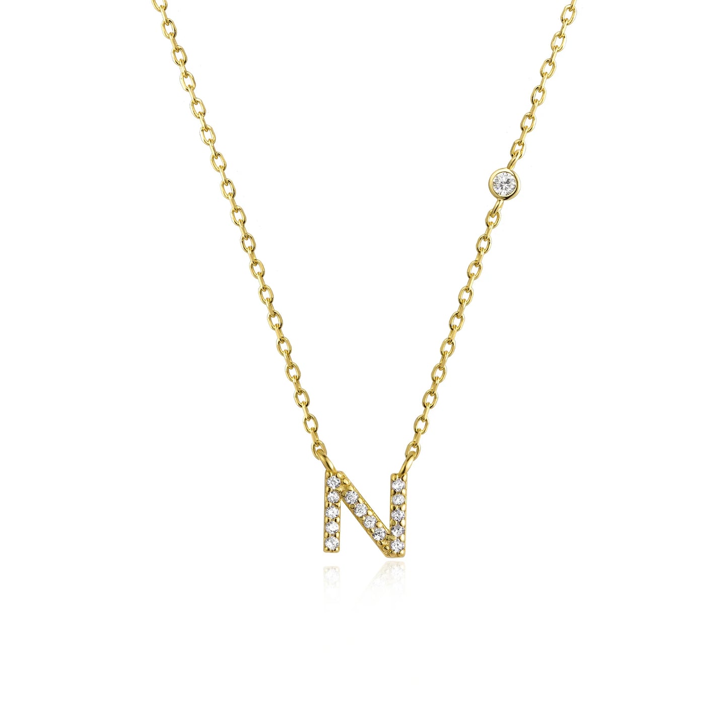Initial Zircon Pendant Necklace – Personalized Elegance