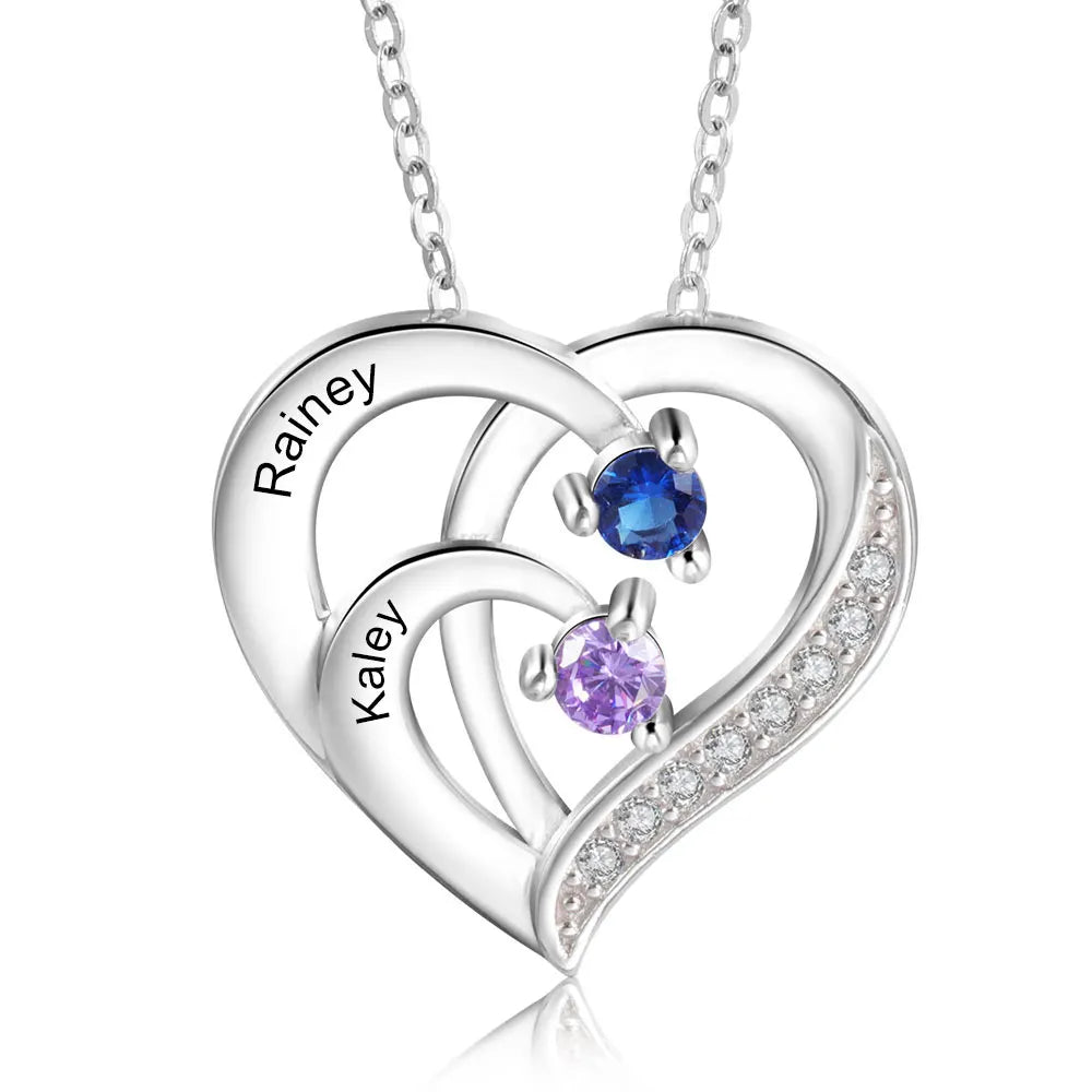Mother’s Heart Personalized Birthstone Necklace – Cherished Memories