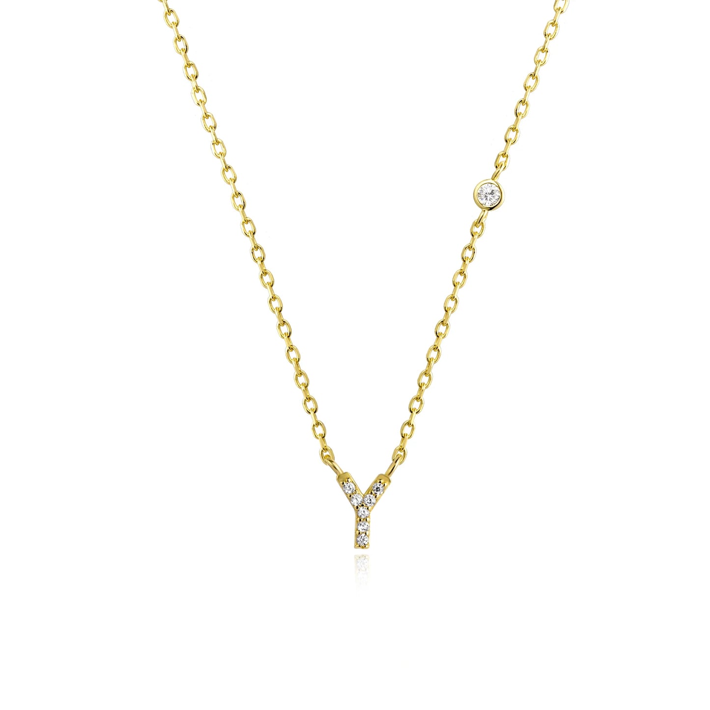 Initial Zircon Pendant Necklace – Personalized Elegance