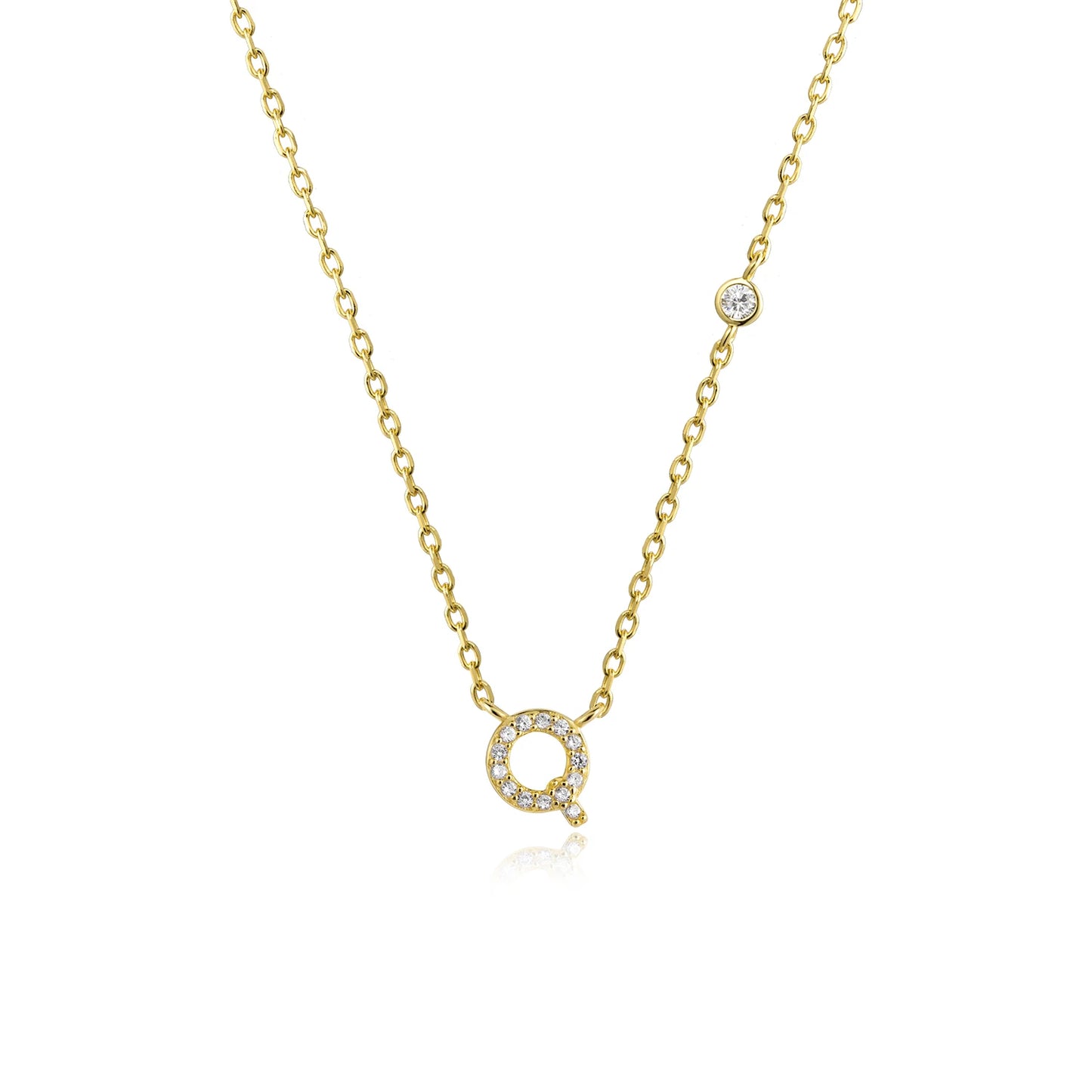 Initial Zircon Pendant Necklace – Personalized Elegance
