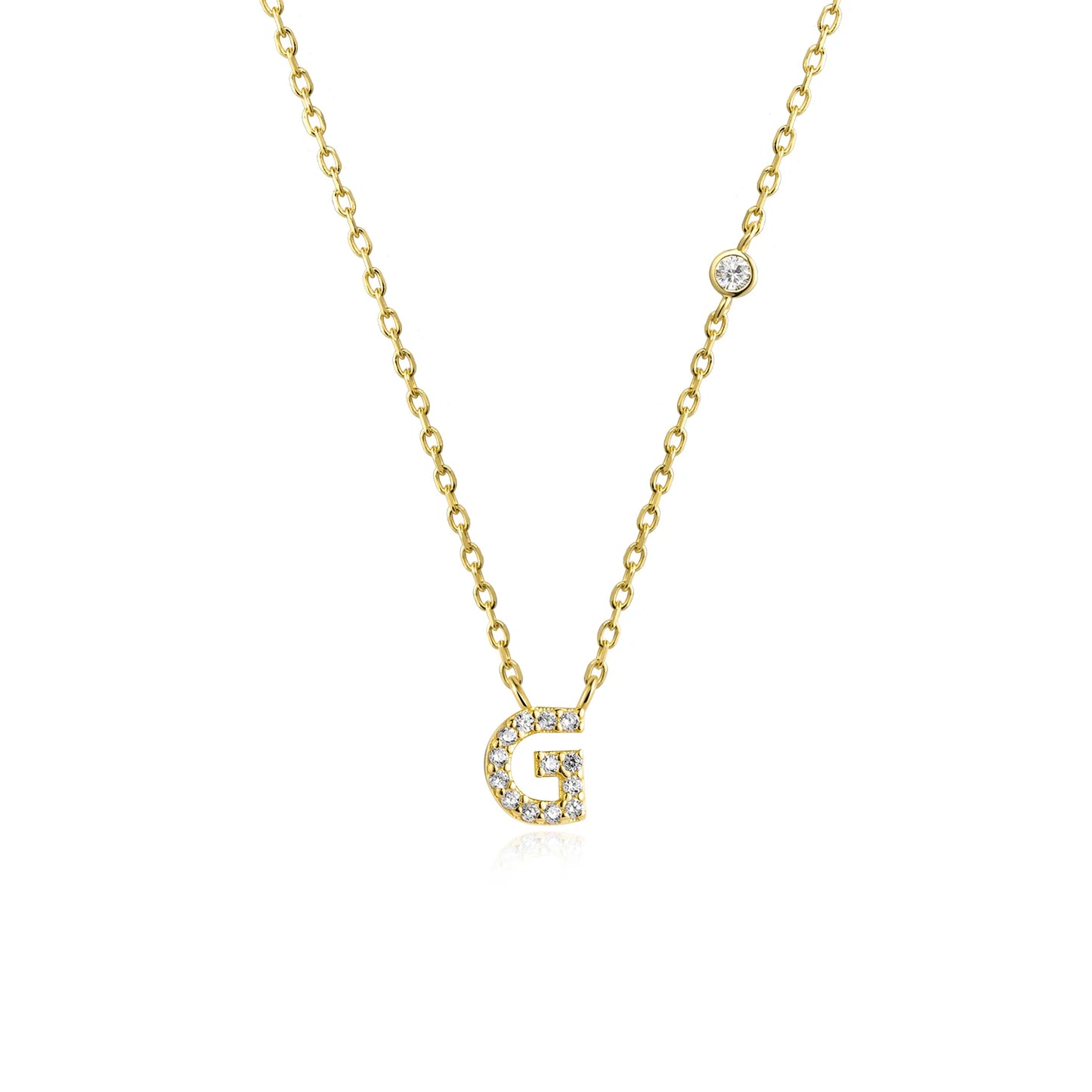 Initial Zircon Pendant Necklace – Personalized Elegance