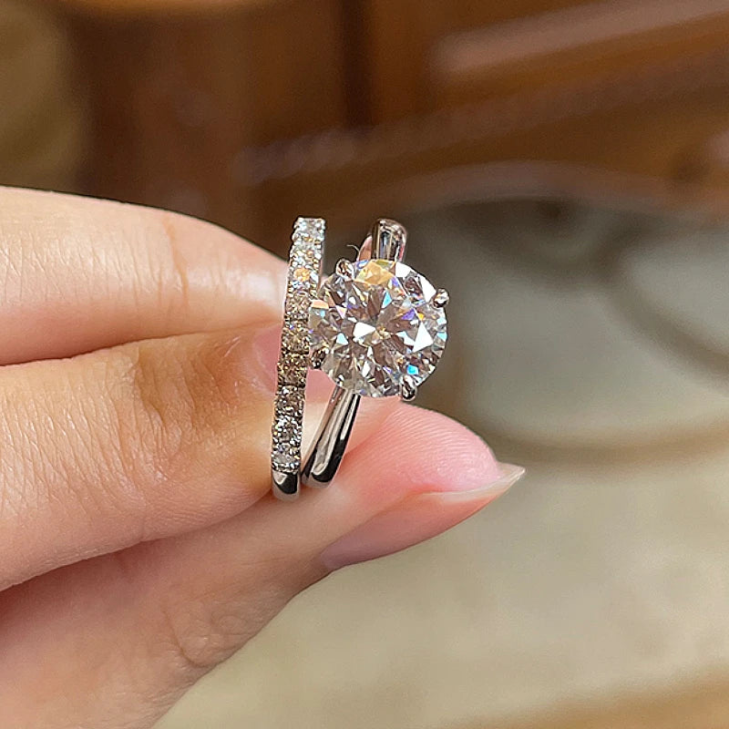 Moissanite Bridal Set Ring – Timeless Commitment