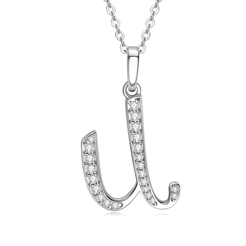 Sparkling Moissanite Initial Pendant Necklace