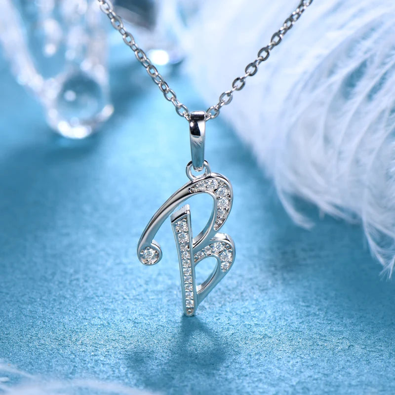 Sparkling Moissanite Initial Pendant Necklace