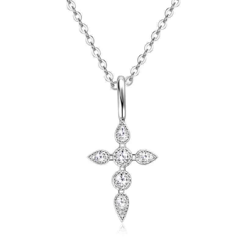 Moissanite Cross Pendant Necklace – Sacred Elegance