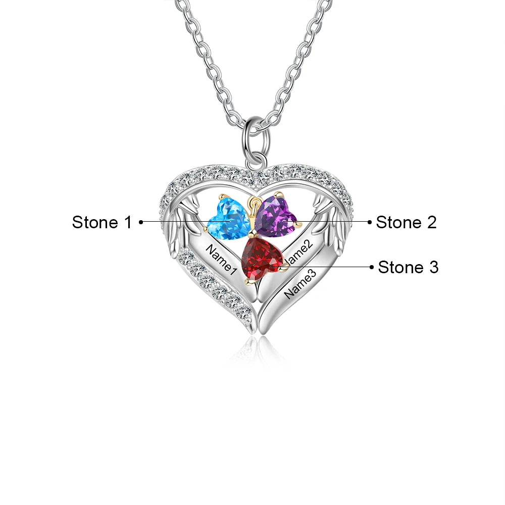 Wings of Love Personalized Birthstone Necklace