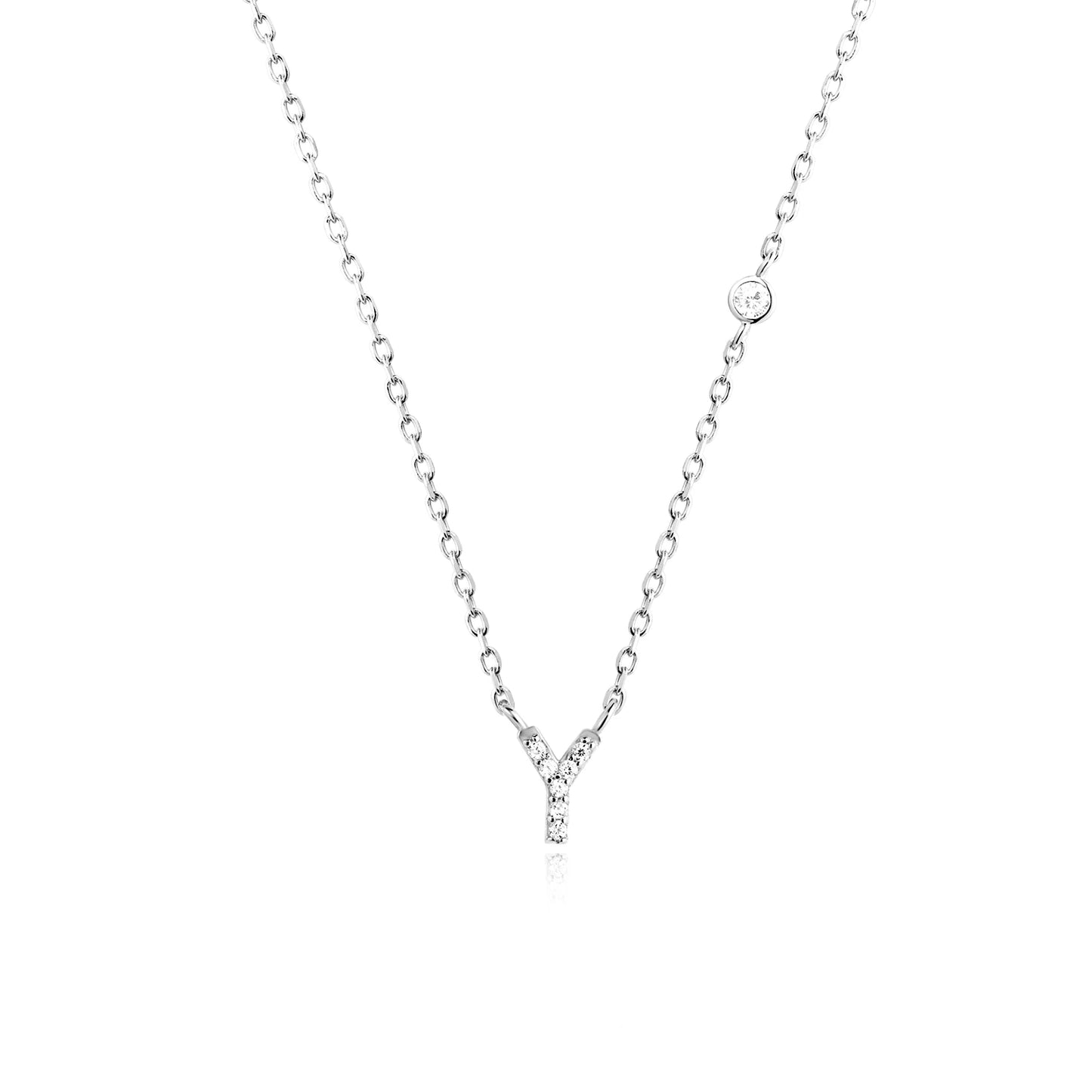 Initial Zircon Pendant Necklace – Personalized Elegance