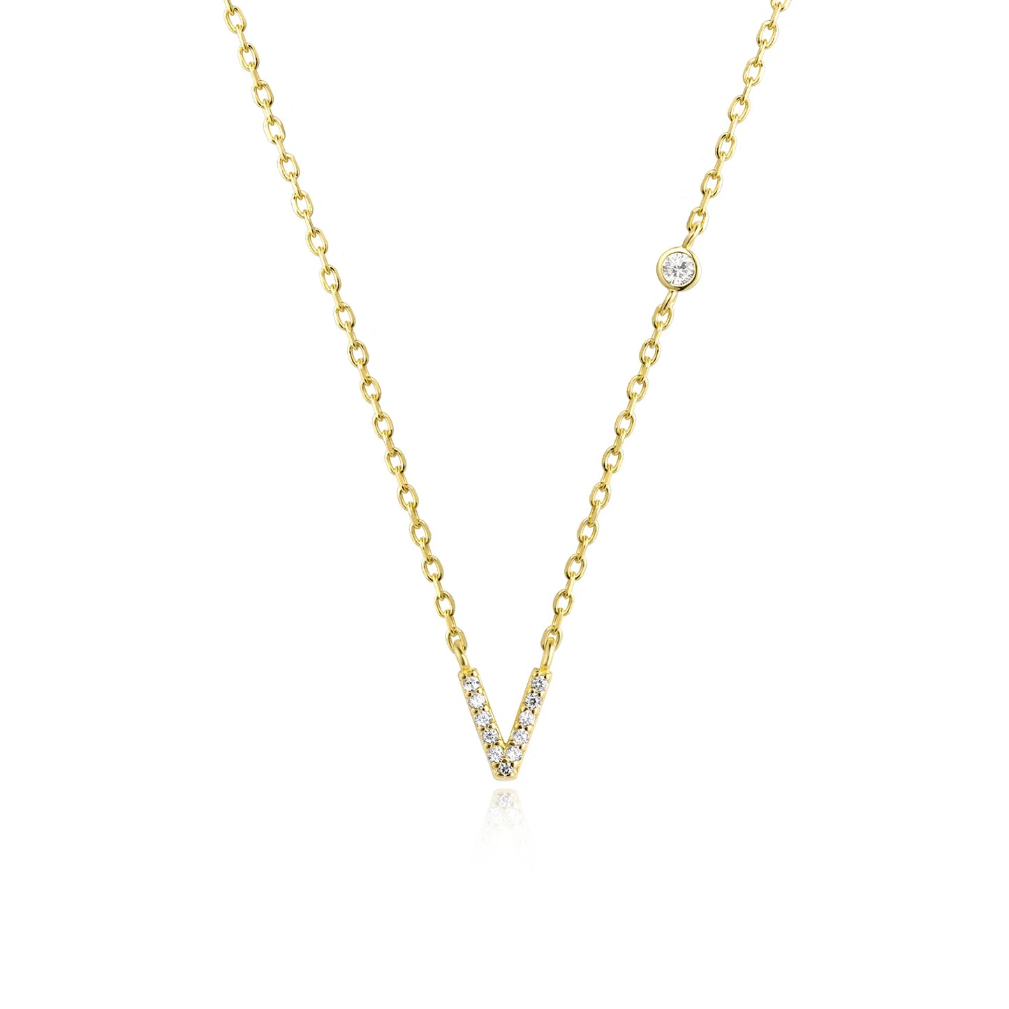 Initial Zircon Pendant Necklace – Personalized Elegance