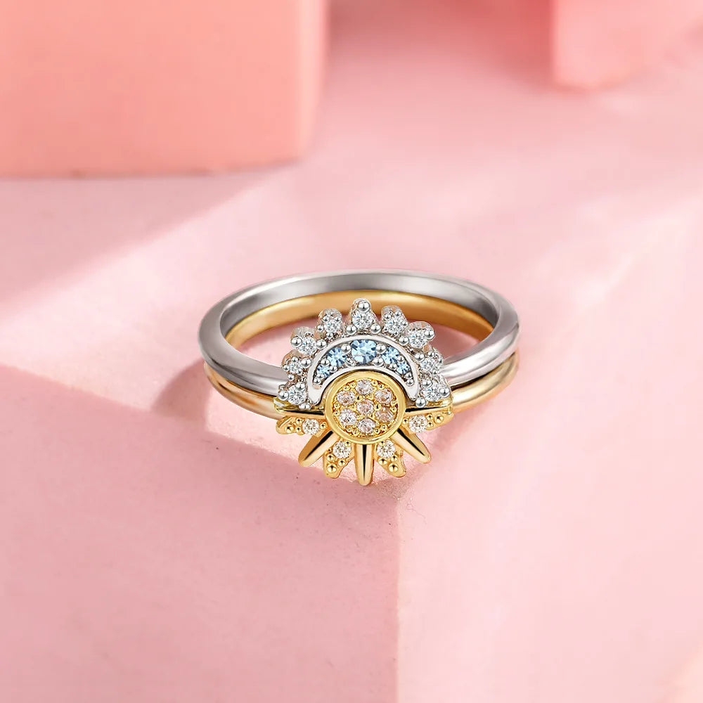 Sun and Moon Couple Ring Set – Celestial Romance