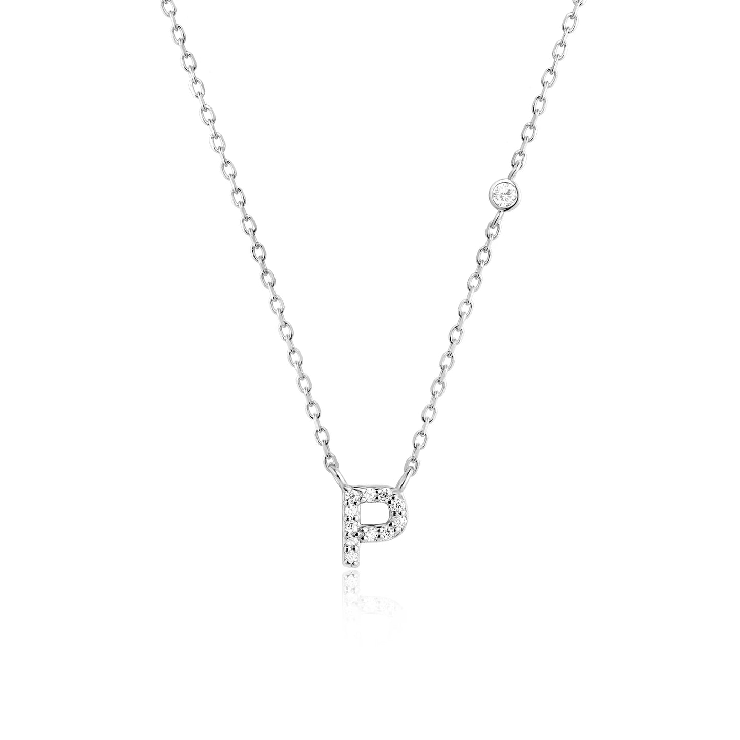 Initial Zircon Pendant Necklace – Personalized Elegance