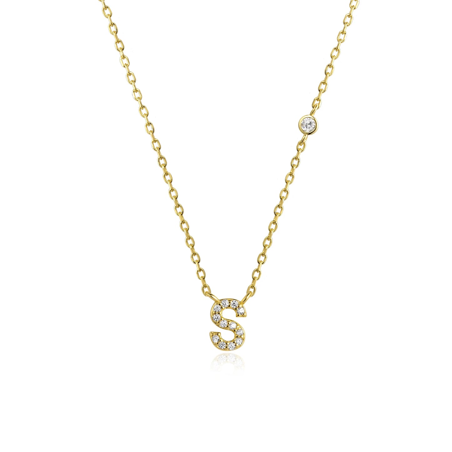 Initial Zircon Pendant Necklace – Personalized Elegance