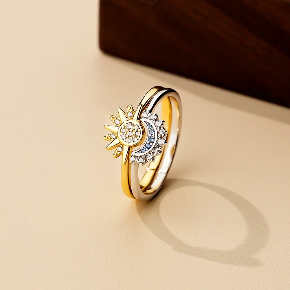 Sun and Moon Couple Ring Set – Celestial Romance