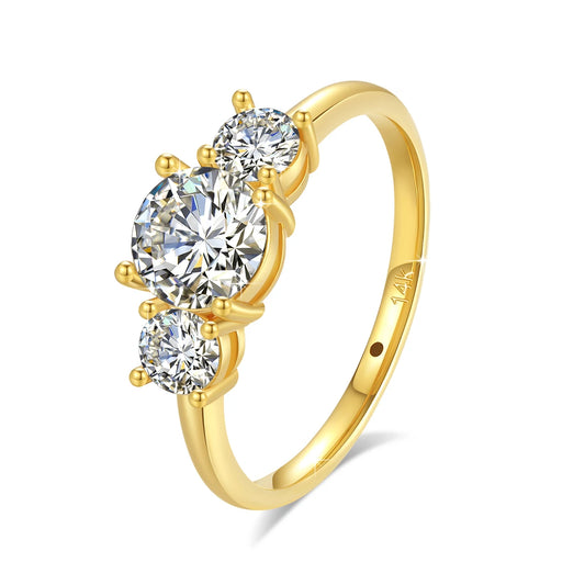 Three Stone Moissanite Engagement Ring – Luxurious Promise