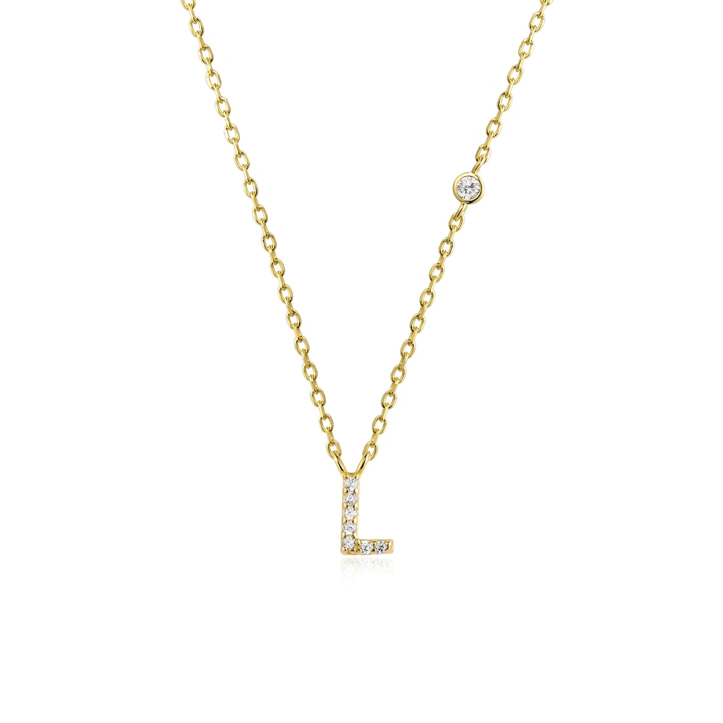 Initial Zircon Pendant Necklace – Personalized Elegance