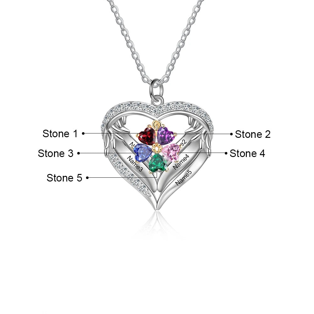 Wings of Love Personalized Birthstone Necklace