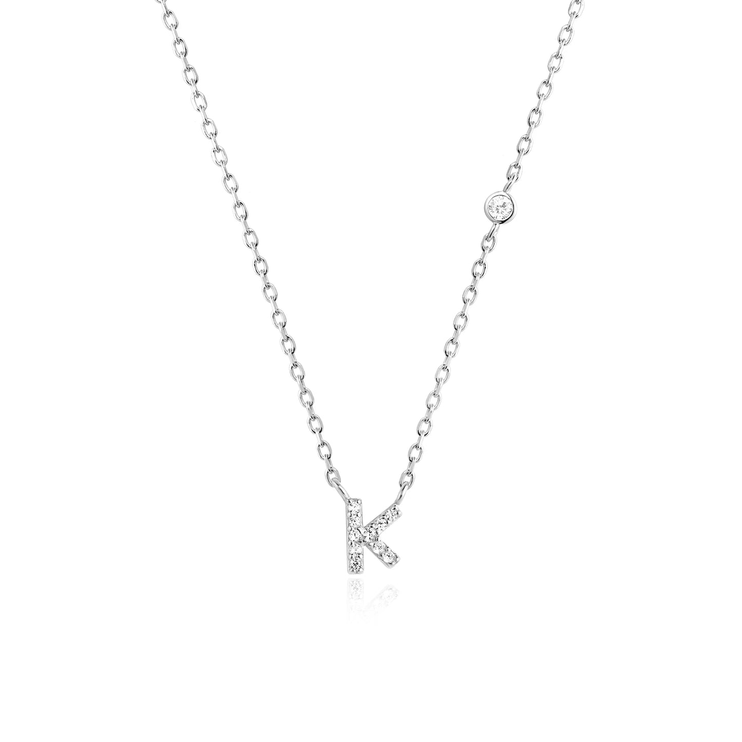 Initial Zircon Pendant Necklace – Personalized Elegance