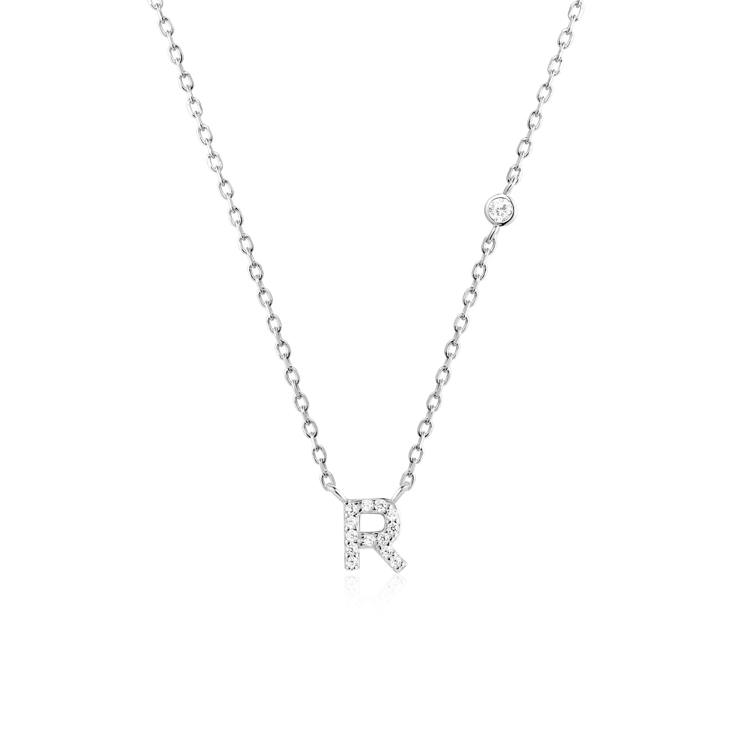 Initial Zircon Pendant Necklace – Personalized Elegance