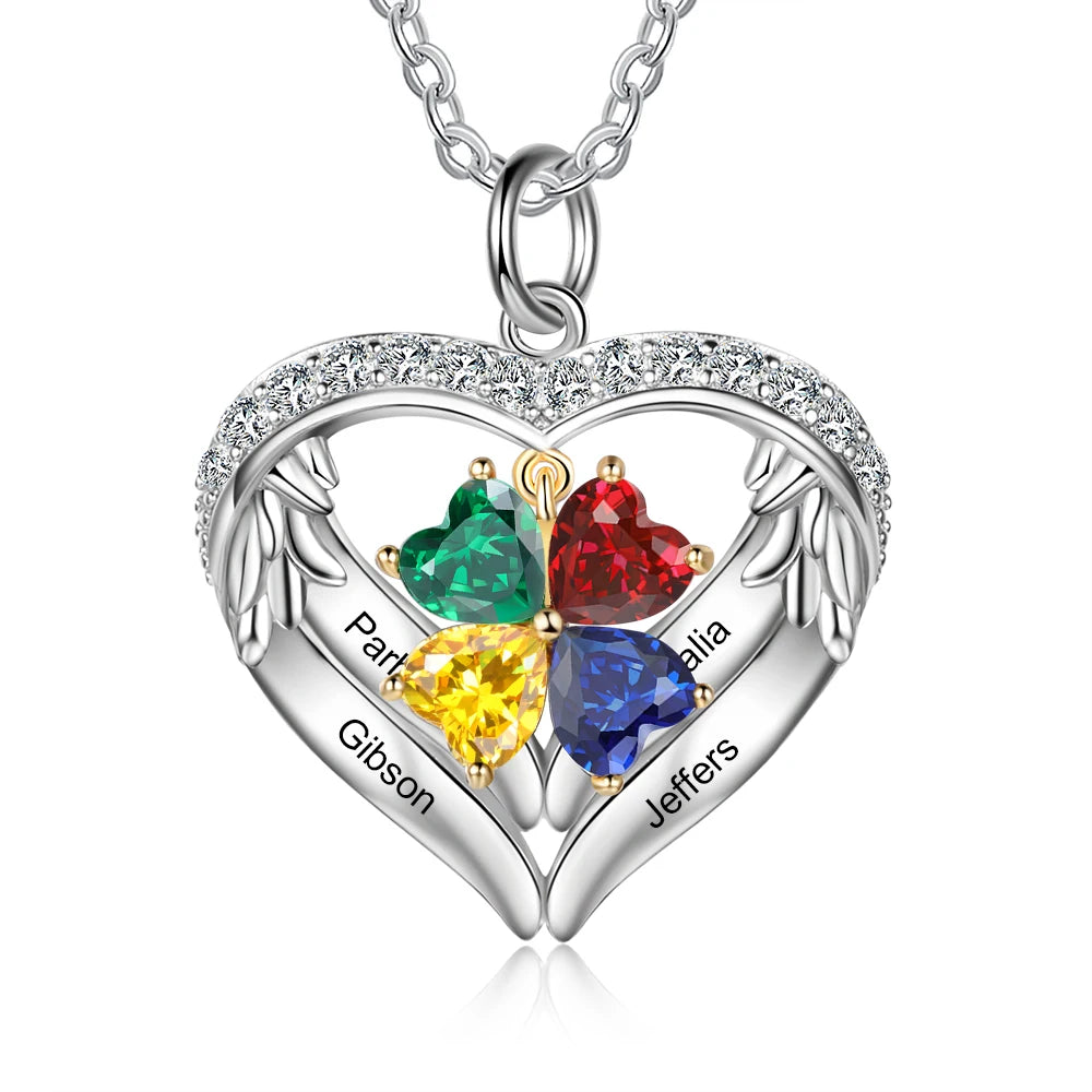 Wings of Love Personalized Birthstone Necklace
