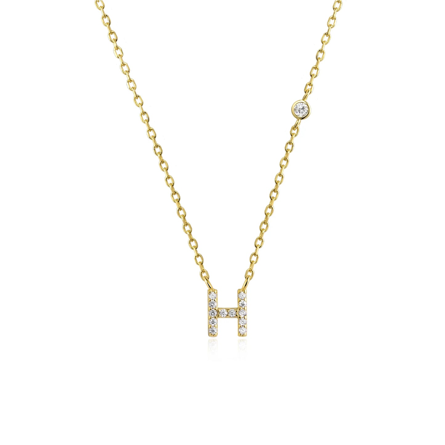 Initial Zircon Pendant Necklace – Personalized Elegance