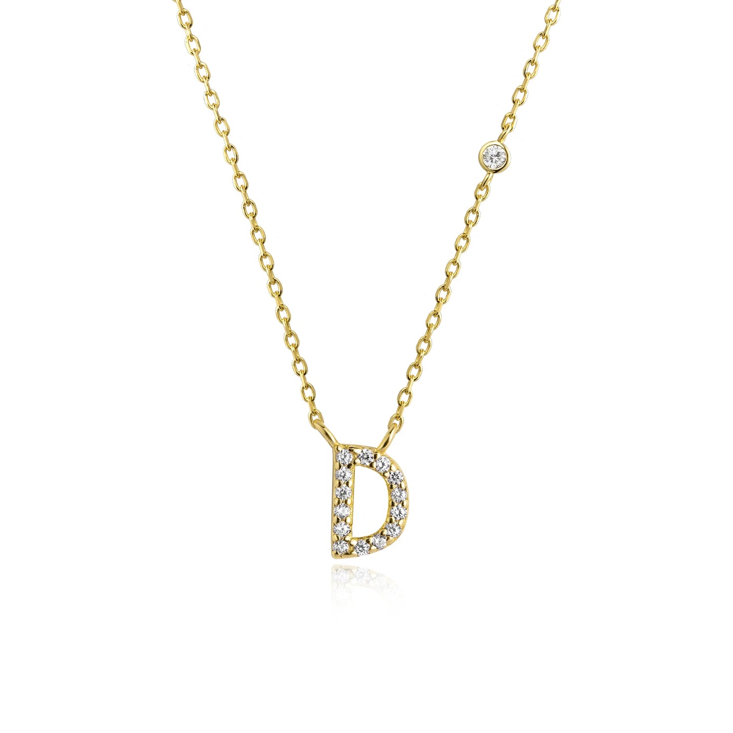 Initial Zircon Pendant Necklace – Personalized Elegance