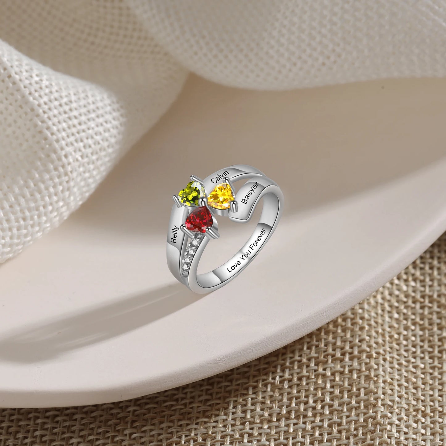 Timeless Hearts Personalized Birthstone Ring