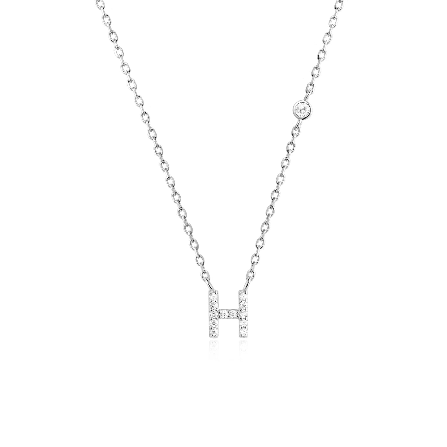 Initial Zircon Pendant Necklace – Personalized Elegance