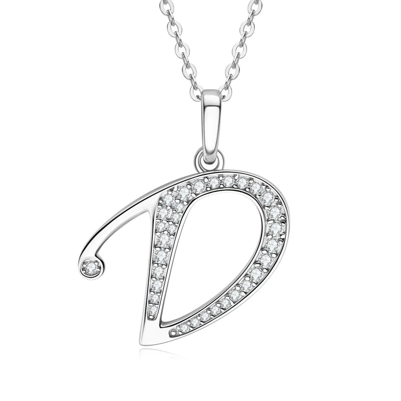 Sparkling Moissanite Initial Pendant Necklace