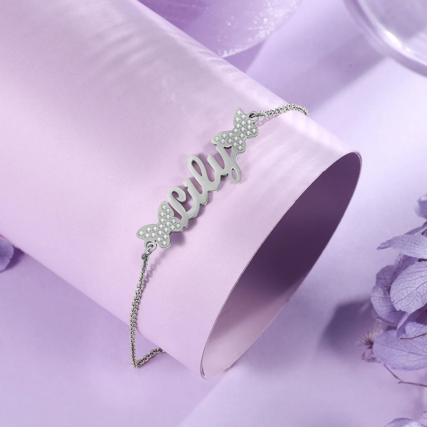 Butterfly Bookend Personalized Nameplate Bracelet