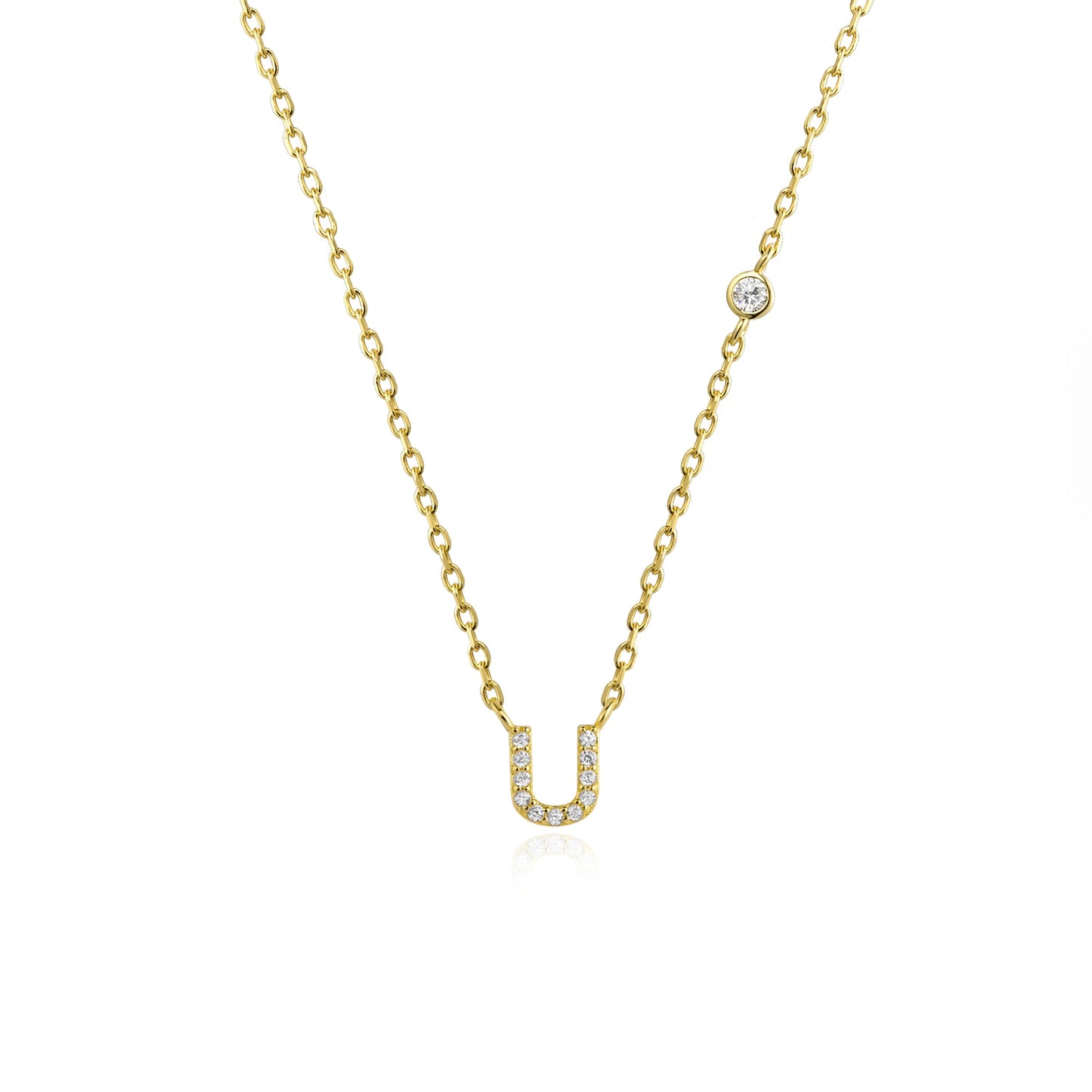 Initial Zircon Pendant Necklace – Personalized Elegance